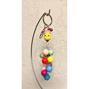Cute Pencil Beaded Keychain | Colorful Kawaii Charm | Handmade BackpackAccessory
